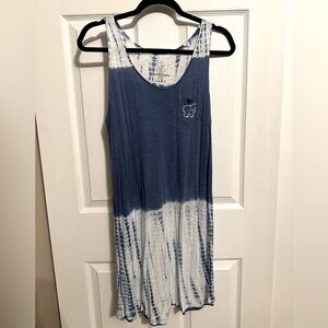 Ivory Ella Blue and White Tie-Dye Sleeveless Dress